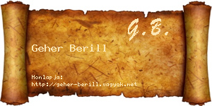 Geher Berill névjegykártya